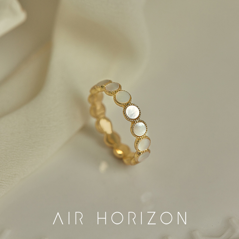 AIR-HORIZON天然贝壳戒指女小众设计高级感轻奢时尚白贝母食指戒