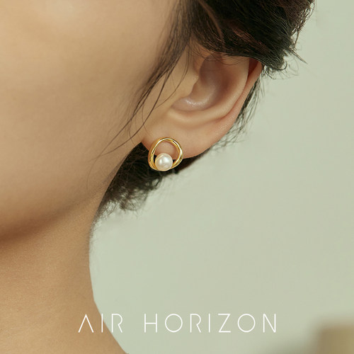 耳钉AIR-HORIZON纯银气质珍珠女