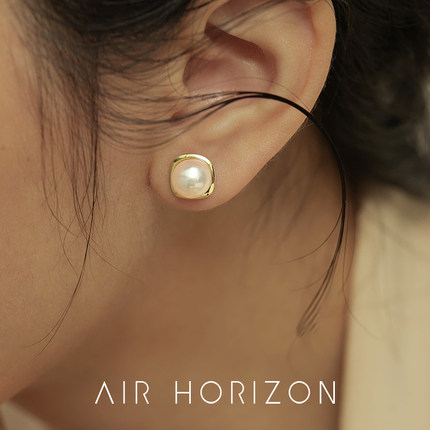 AIR-HORIZON天然珍珠耳钉女2024新款气质高级感耳环纯银轻奢耳饰