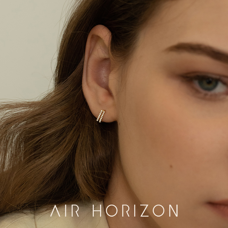 air-horizon几何方形双层小耳圈