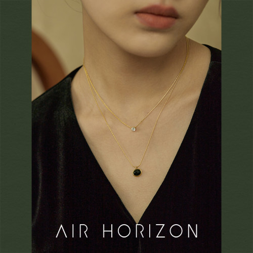 AIR-HORIZON黑玛瑙钢叠戴女项链