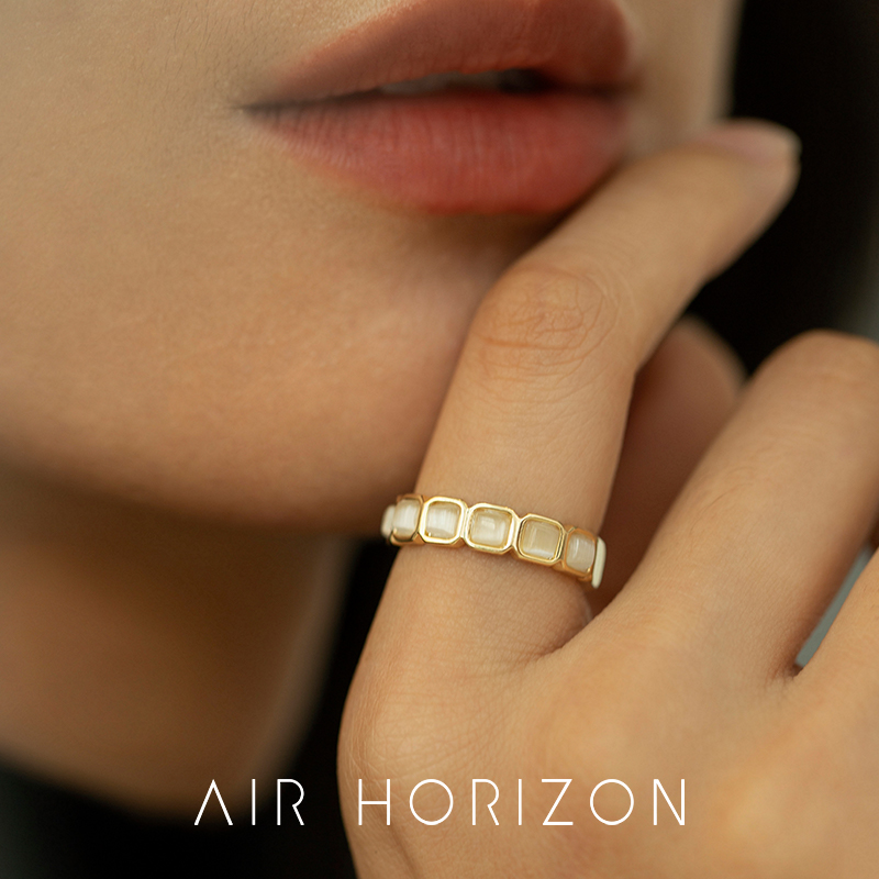 AIR-HORIZON女金属猫眼石戒指潮