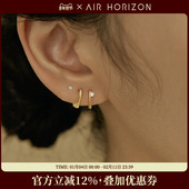 不对称锆石精致极简耳环女轻奢小众高级感耳饰小钻s925银气质耳钉