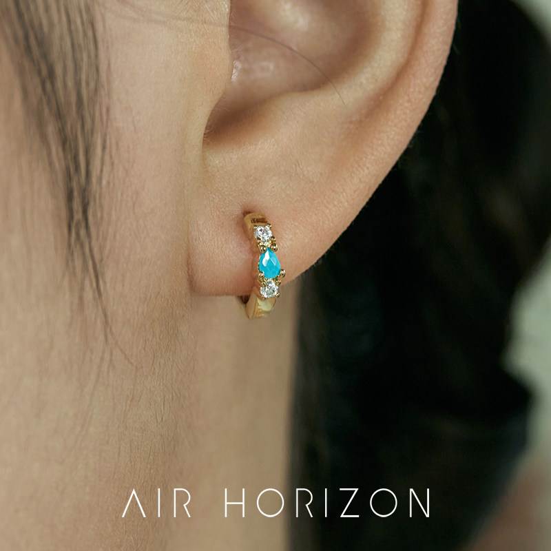 AIR-HORIZON水滴绿松石锆耳环