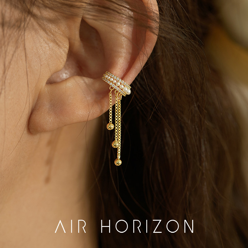 AIR-HORIZON耳夹无耳洞流苏珍珠图片