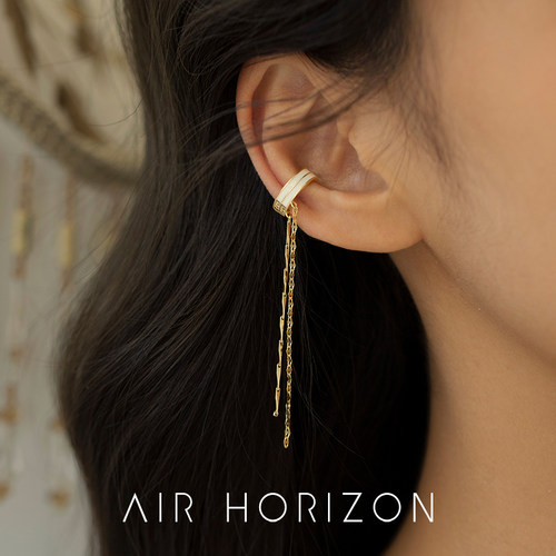 AIR-HORIZON耳夹长款流苏C形拼接