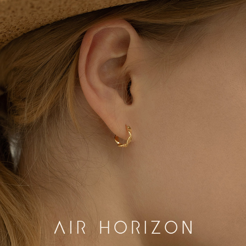 925纯银麻花耳环女小众气质不规则耳钉圆圈轻奢高级感通勤耳饰