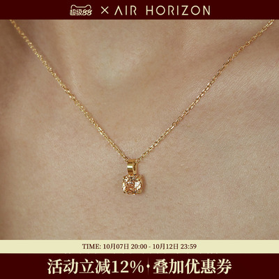 橘色玫瑰冰闪锆石锁骨链通勤百搭