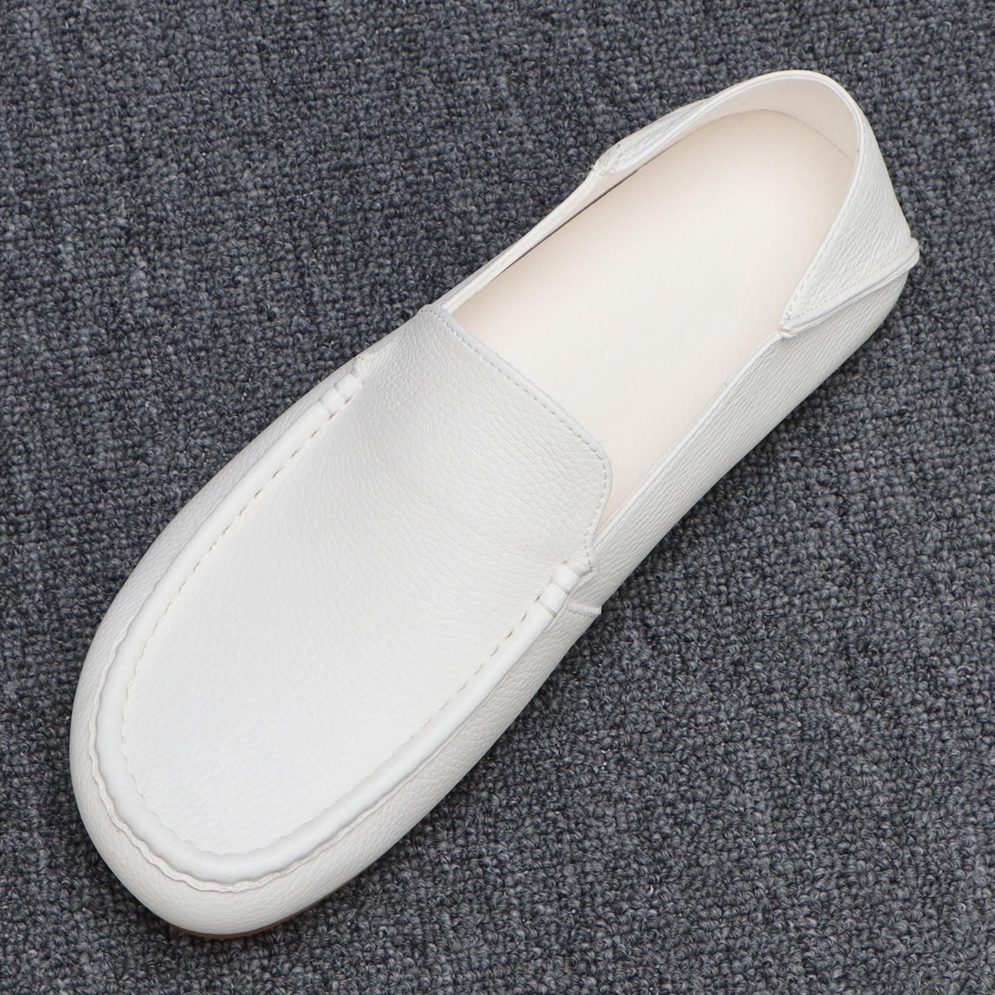 高级感头层牛皮乐福鞋男款百搭一脚蹬勃肯豆豆鞋舒适软底休闲皮鞋