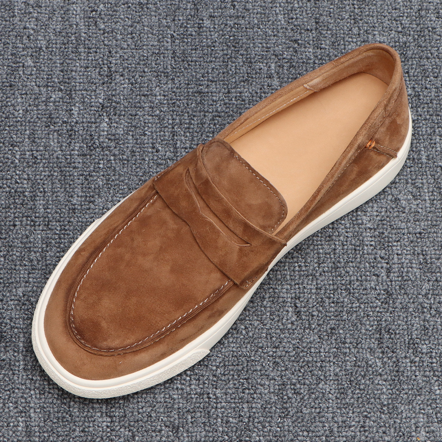 翻毛皮乐福鞋男2026春季新款休闲皮鞋素面百搭一脚蹬老钱风豆豆鞋