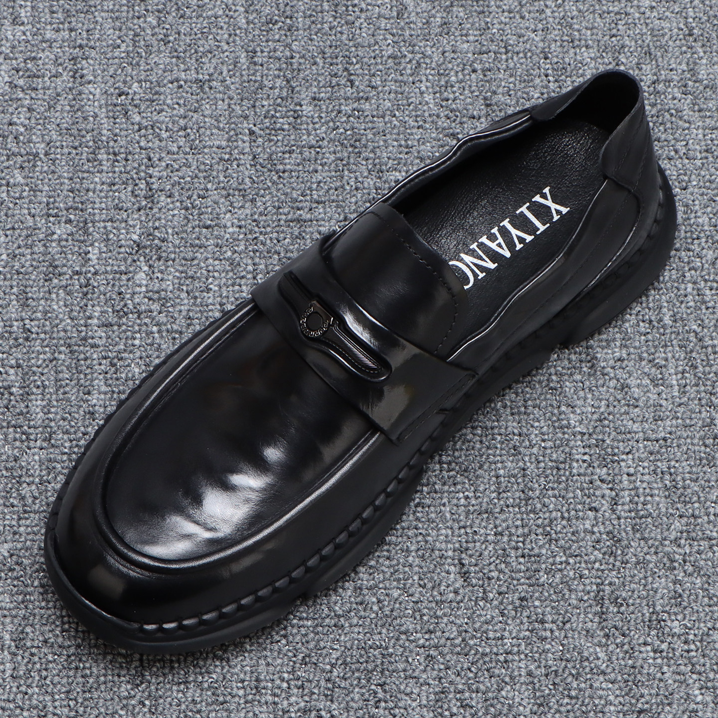 一脚蹬真皮男鞋2026新款商务正装乐福鞋英伦百搭厚底增高皮鞋男款