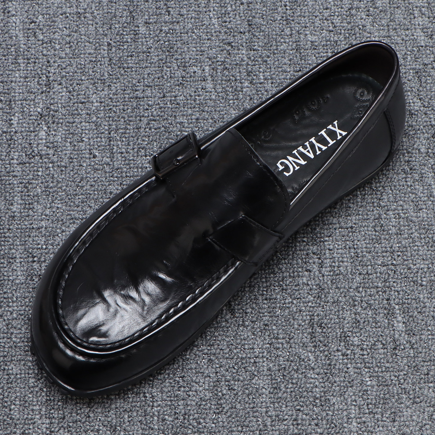 头层牛皮一脚蹬乐福鞋透气百搭高级感黑色皮鞋男款2026春季勃肯鞋