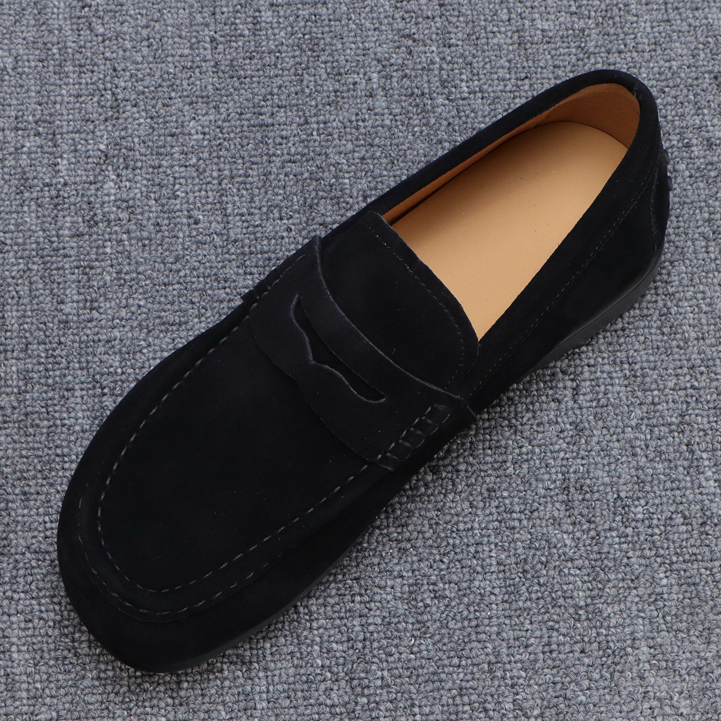翻毛皮休闲豆豆鞋男一脚蹬懒人鞋