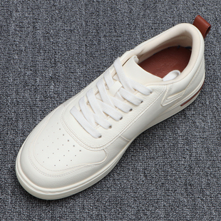 高端头层牛皮小白鞋男款潮鞋轻奢百搭男士休闲鞋厚底系带运动板鞋