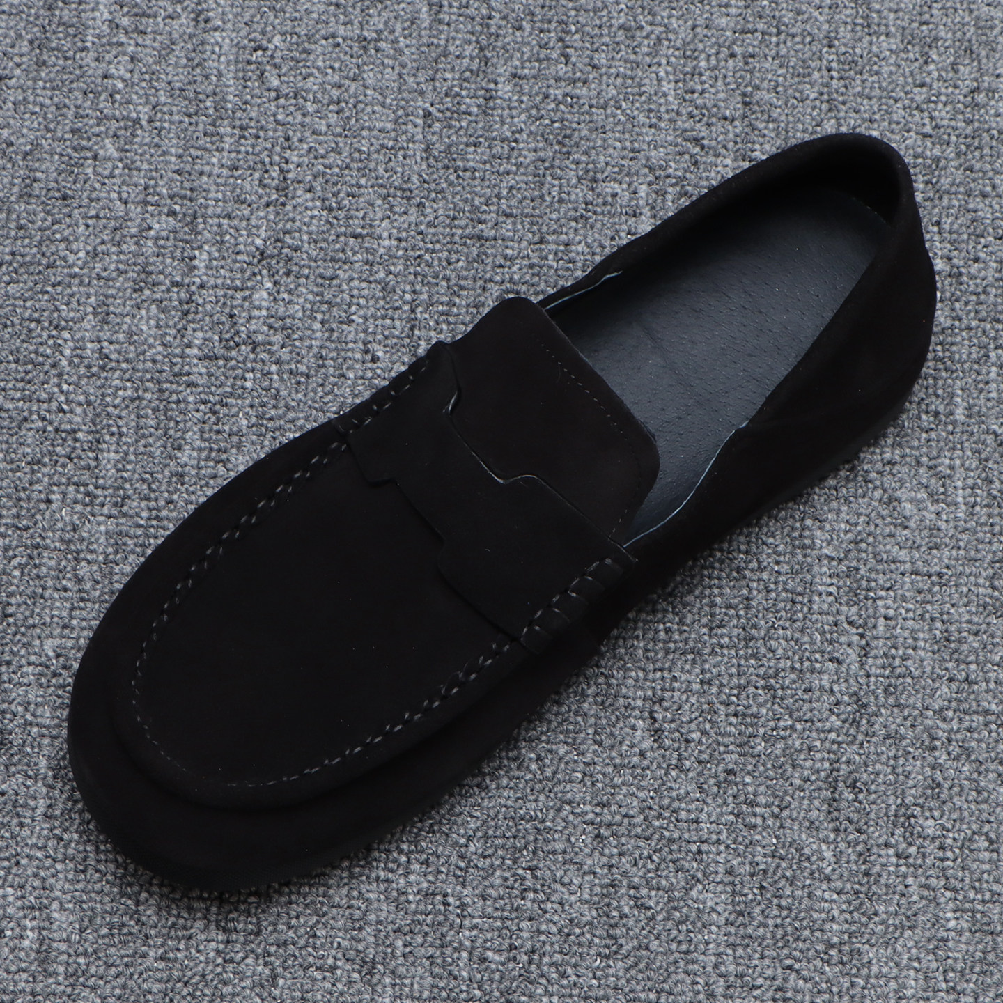 手工真皮豆豆鞋男款2026新款反绒牛皮鞋休闲软底懒人一脚蹬乐福鞋