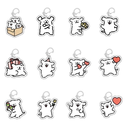 线条小狗挂饰小挂件玩偶挂件卡套钥匙扣 毛绒马尔济斯钥匙亚克力