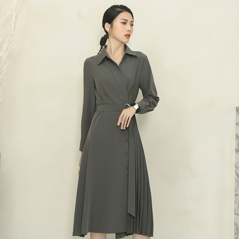 南有蔷薇收腰气质时尚衬衫连衣裙