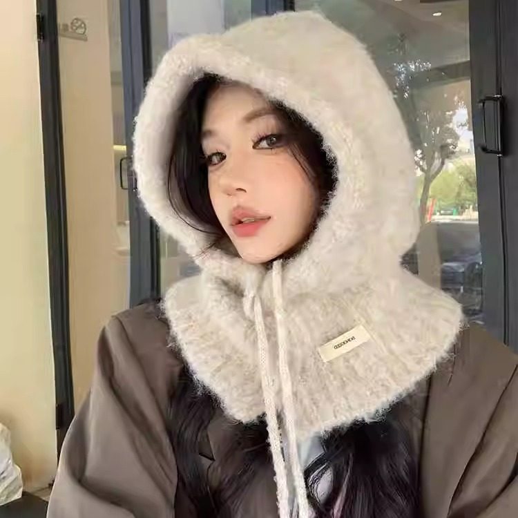 巴拉克拉法帽女秋冬季围巾帽子一体针织毛线帽韩保暖护耳雷锋帽子