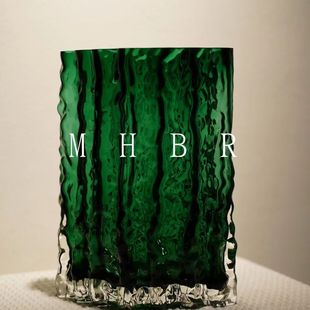 ins风高级感家用轻奢水培花瓶玻璃透明插花玫瑰鲜花客厅餐桌摆件