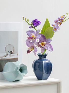 新中式陶瓷花瓶摆件客厅插花民宿仿古禅意石榴小花器茶道茶桌饰品