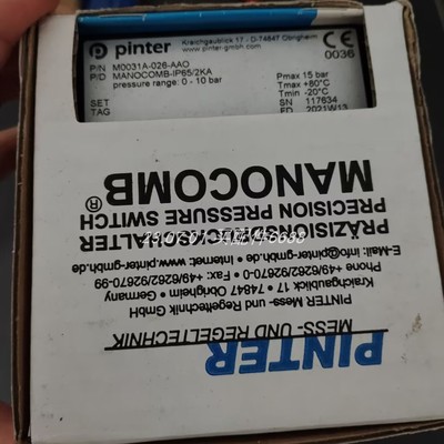 德国pinter M0101A-101-AAO MANOCOMB -IP65/1K压力开关