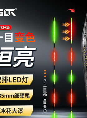 三老头一目变色夜光漂双面LED恒亮电子漂日夜两用浮漂咬钩变色漂