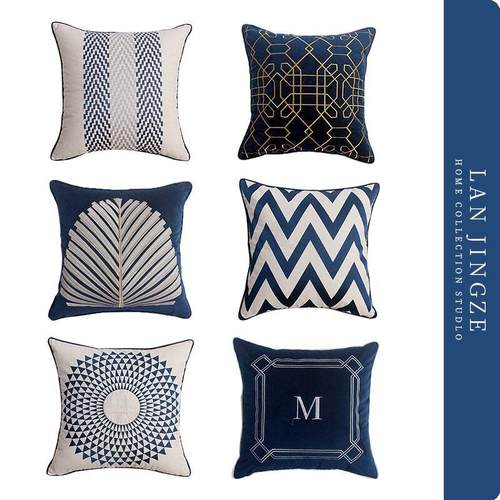 2023年荷兰绒刺绣抱枕现代简约抱枕套床头靠垫客厅沙发靠枕套