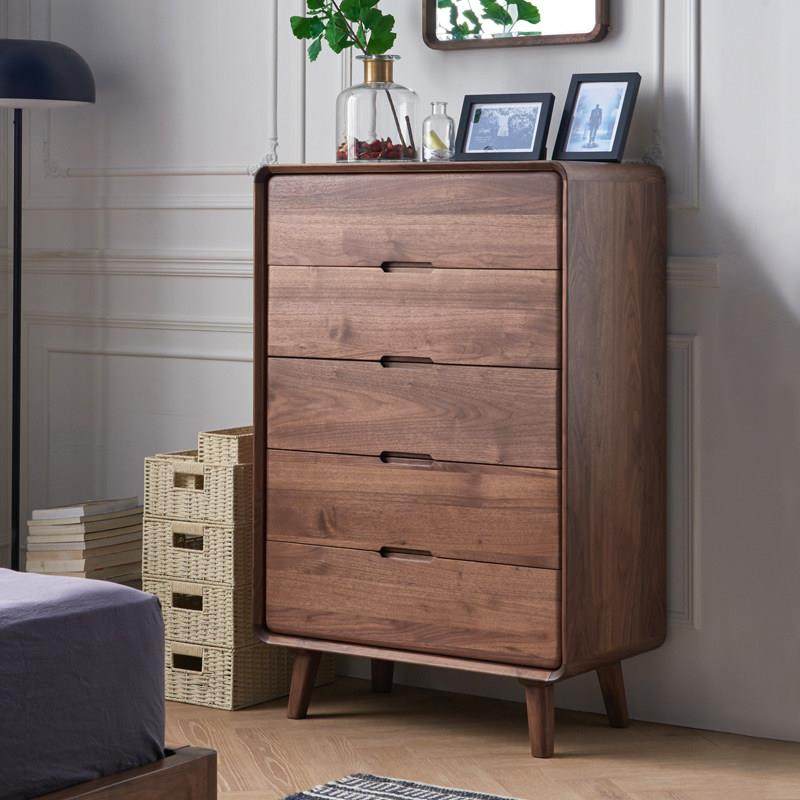 北美黑胡桃木五斗柜实木储物柜北欧客厅斗橱卧室收纳原木抽屉柜子,住宅家具,斗柜,淘宝优惠券,粉丝福利购,淘宝优惠卷