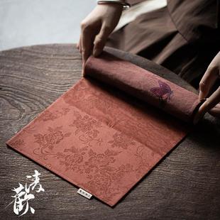 国风布艺茶垫 清欢 香云纱手工双面茶席垫子 新中式 禅意干泡茶席