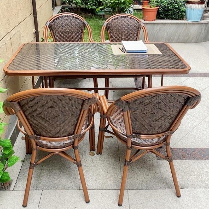 户外藤编桌椅庭院户外藤椅组合阳台藤椅三件套家用花园休闲桌椅子
