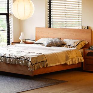 浮生记/悬浮床樱桃木1米8实木双人床家用卧室全实木大床1米5简约