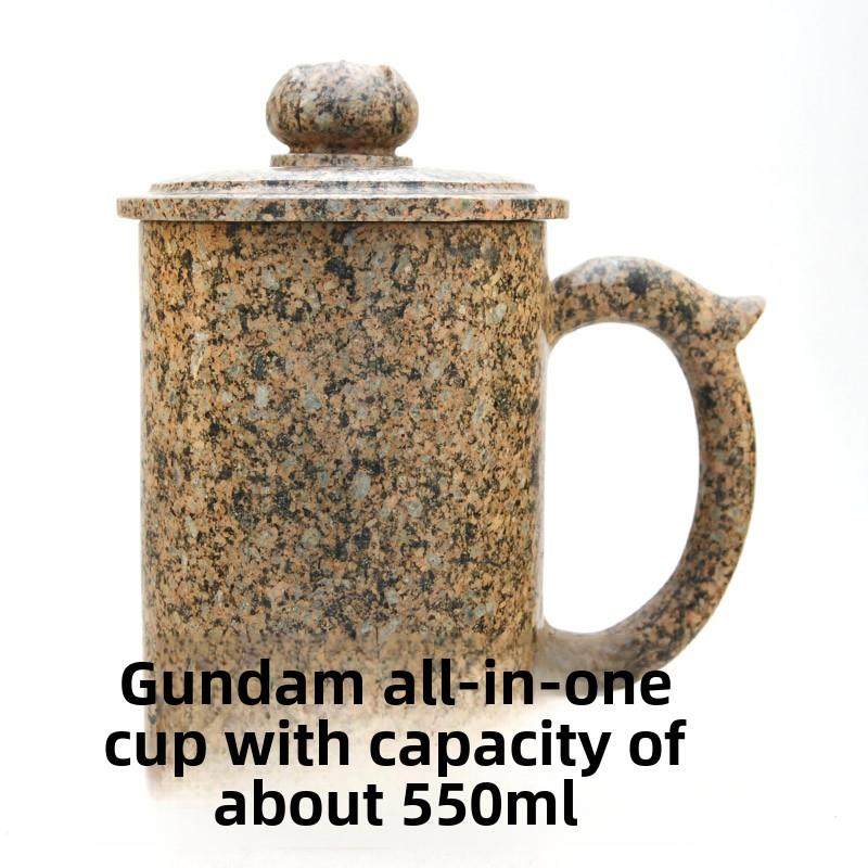 内蒙古天然中国麦饭石水杯麦饭石杯集成茶杯大容量花盖杯550毫升