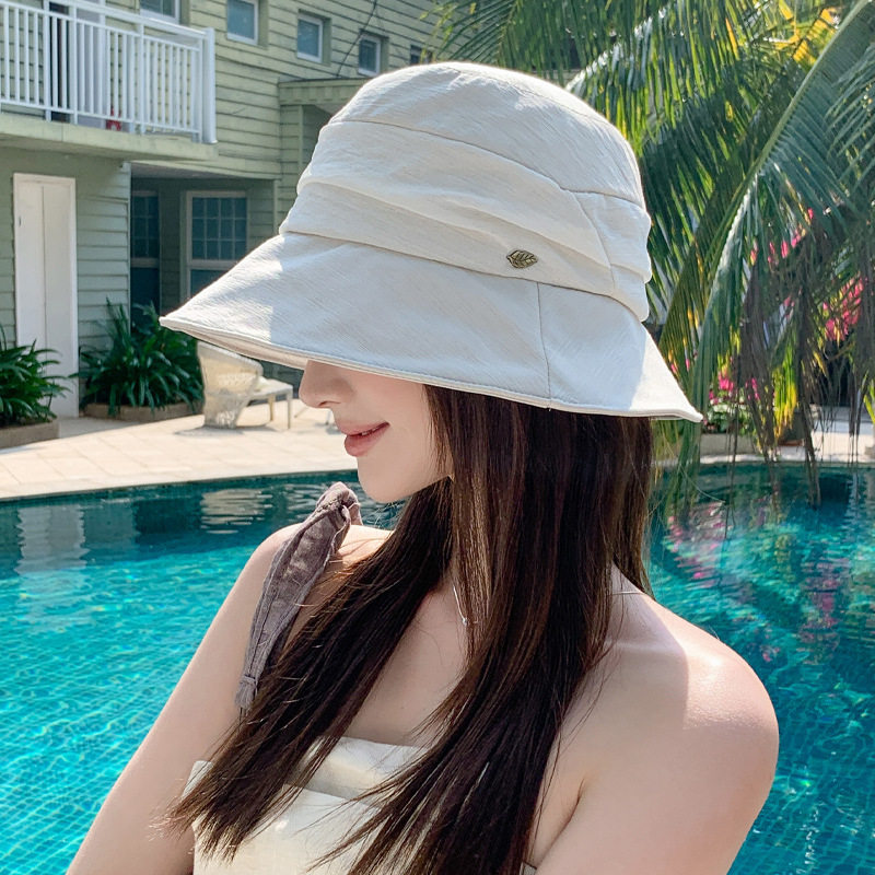 夏季新款纯色渔夫帽折叠高级感大