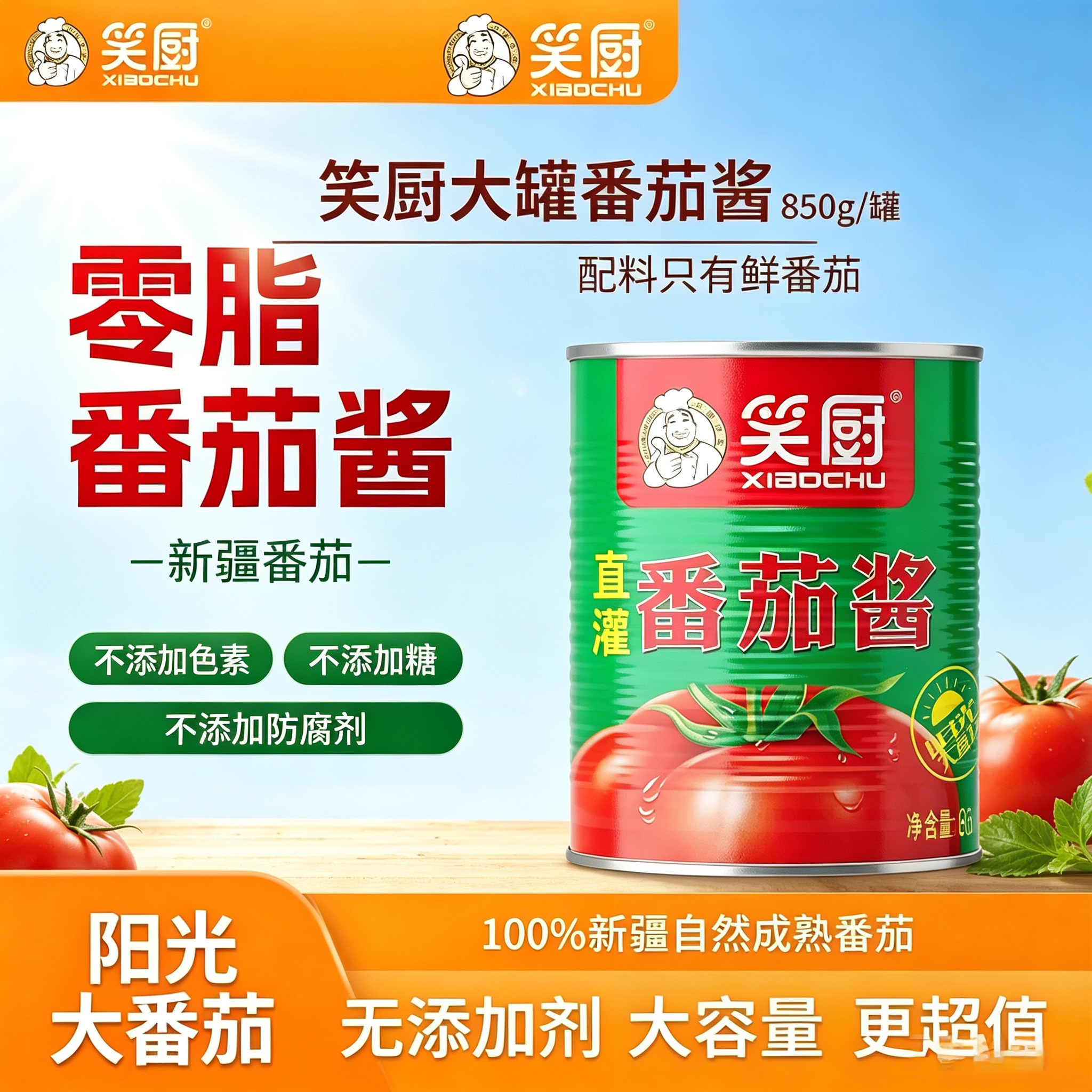 笑厨新疆番茄酱不添加盐和糖