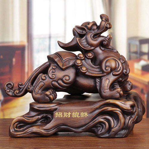 实木招财貔貅摆件家居公司送礼品