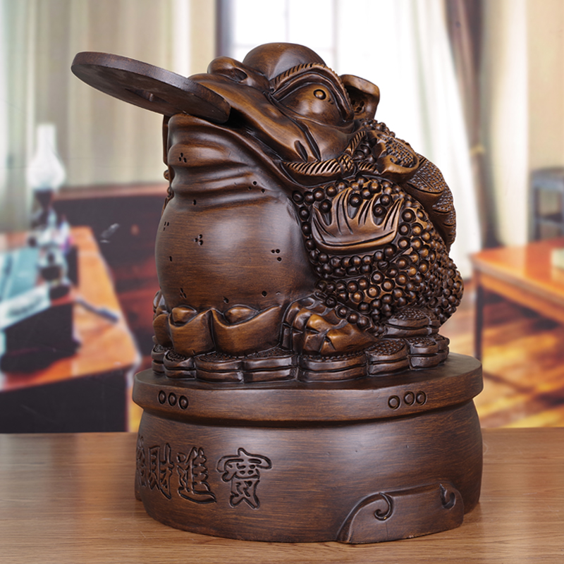 实木雕招财金蟾摆件商业开业礼品
