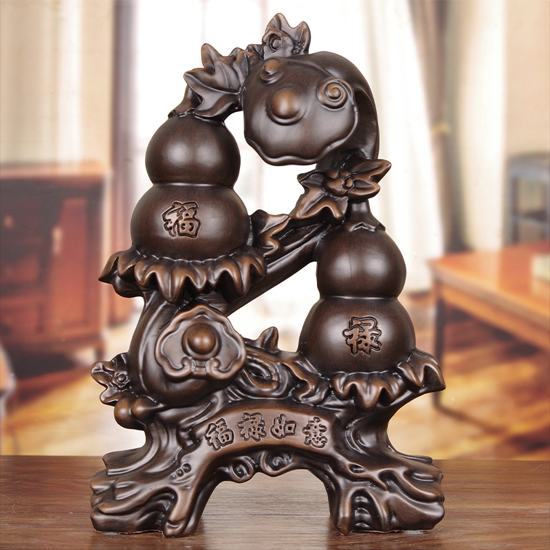 实木葫芦摆件招财福禄如意客厅