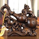 实木雕招财葫芦摆件木质中式 饰摆设 貔貅祝寿礼品客厅玄关电视柜装