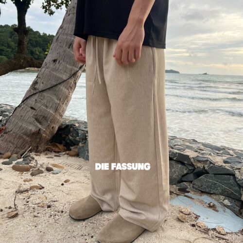 DieFassung宽松老钱风亚麻长裤