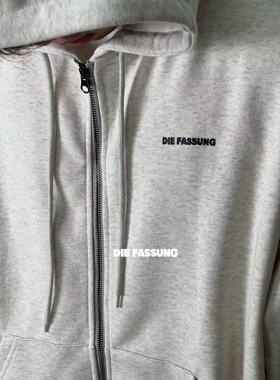 DieFassung秋冬季经典宽松Logo印花连帽外套美式简约休闲纯色外衣