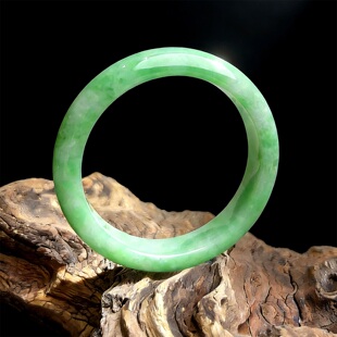 【年货节】七彩云南缅甸A货天然翡翠糯化苹果底飘阳绿翡翠手镯