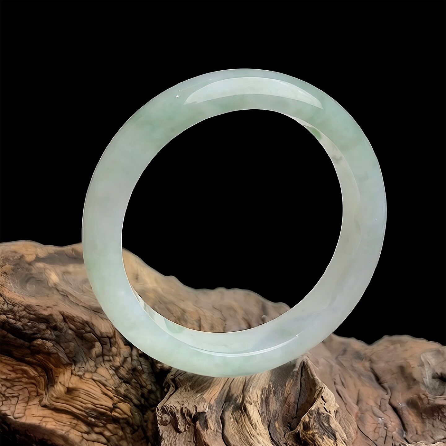 【38开门红】七彩云南缅甸A货天然翡翠糯冰种飘蓝花翡翠手镯