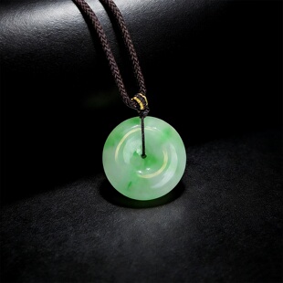 【年货节】七彩云南缅甸A货天然翡翠飘阳绿翡翠平安扣挂件吊坠