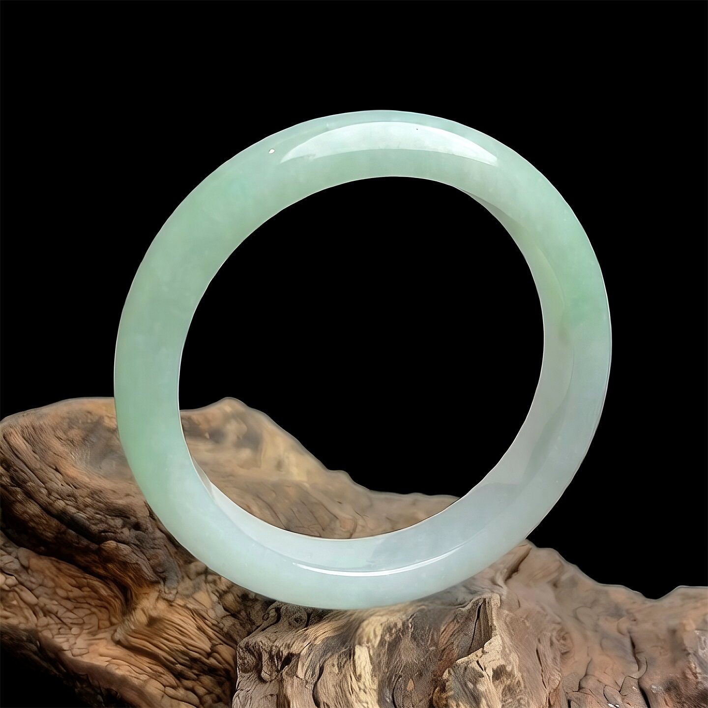 【38好物节】七彩云南缅甸A货天然翡翠糯冰种飘绿花翡翠手镯