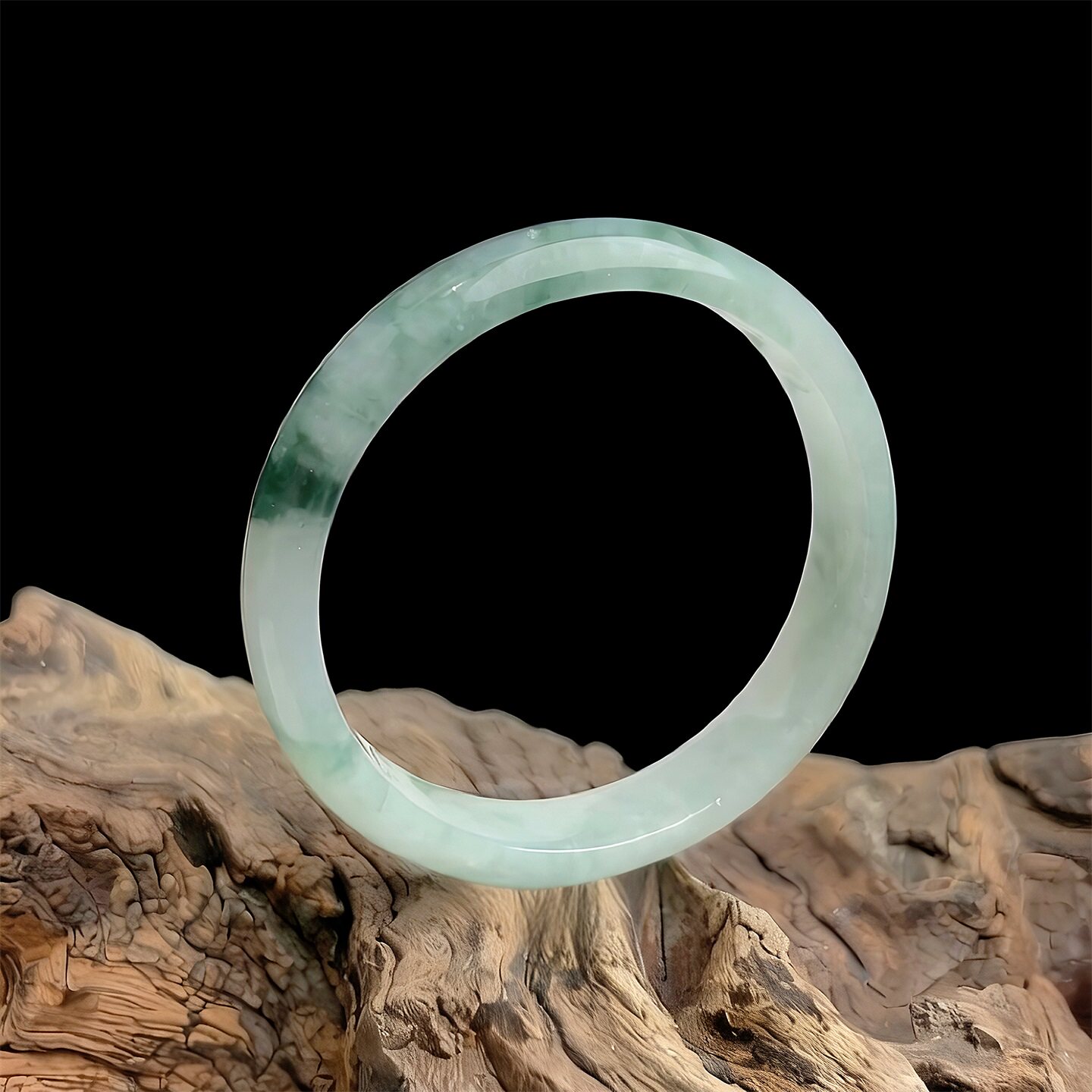 七彩云南缅甸A货天然翡翠糯冰种飘蓝花翡翠手镯一物一证支持复检