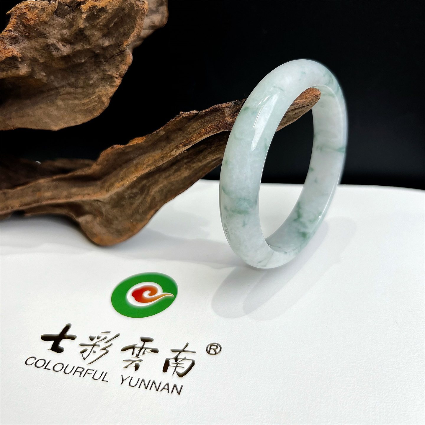 七彩云南缅甸A货天然翡翠糯冰种油青飘花手镯一物一证支持复检