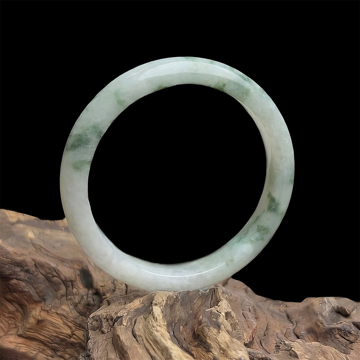 【年货节】七彩云南缅甸A货天然翡翠细糯种飘蓝花翡翠手镯