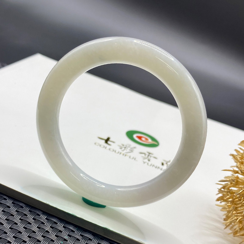 七彩云南缅甸A货天然翡翠冰种圆条翡翠手镯一物一证支持复检