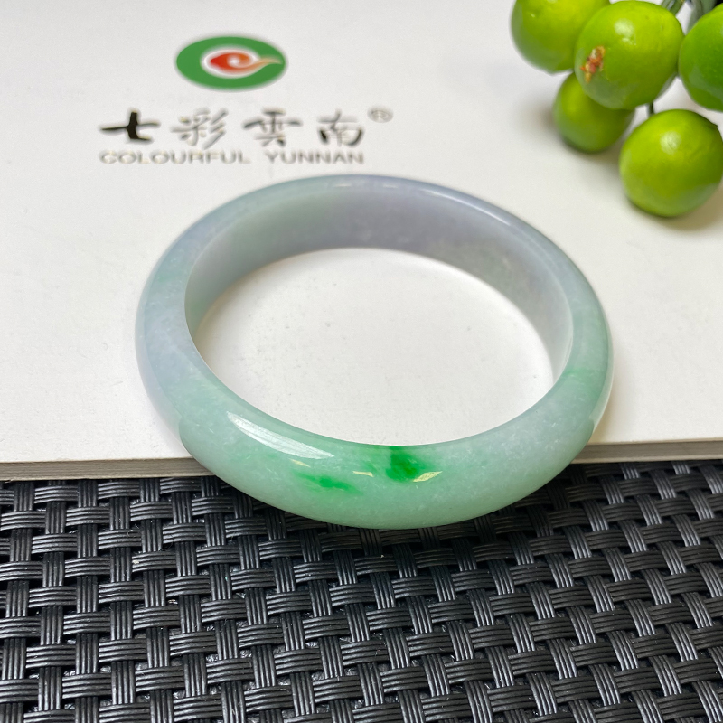 七彩云南缅甸A货天然翡翠冰种春彩翡翠手镯一物一证支持复检