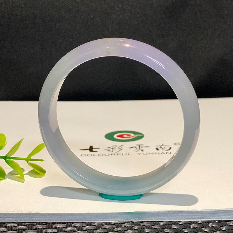 七彩云南缅甸A货天然翡翠带证书紫色飘洒金手镯一物一证支持复检